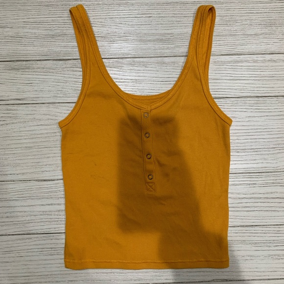 Abercrombie & Fitch Tops - Mustard yellow cotton button up tank top